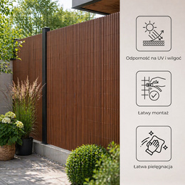 Osłona PVC maskująca 500x100 cm, profile zestaw na balkon, taras, ogrodzenie brązowe
