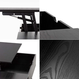 Stolik kawowy z podnoszonym blatem i schowkiem, ława do salonu 100x50x43 cm czarny