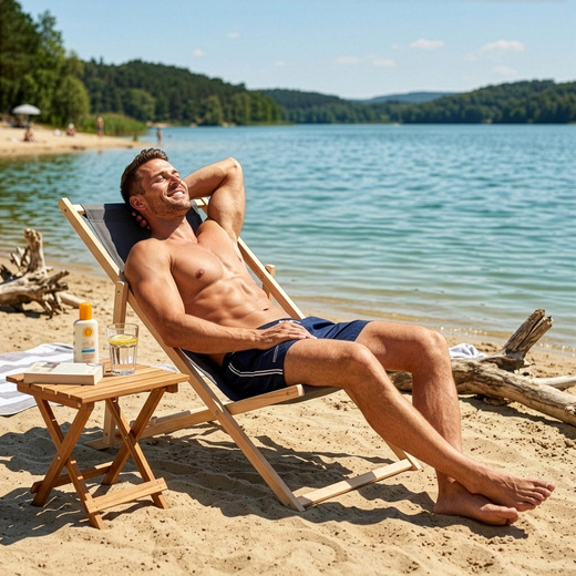 Leżak ogrodowy drewniany z 3-stopniową regulacją, plażowy, balkonowy, grafitowy