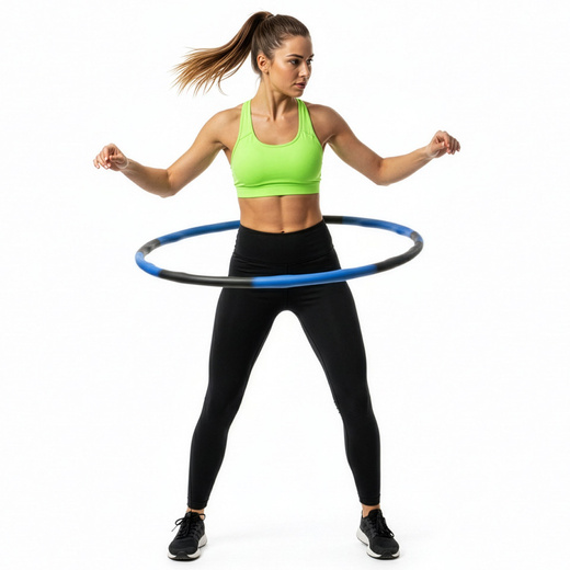 Hula hop treningowe 88 cm składane, piankowe NBR szaro-niebieskie