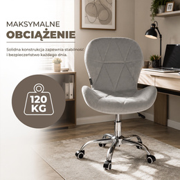 Fotel biurowy obrotowy krzesło na kółkach, do nauki, pracy przed komputerem szary