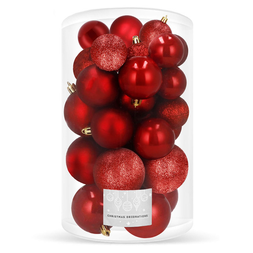 Bombki choinkowe 30 szt. ozdoby świąteczne czerwony