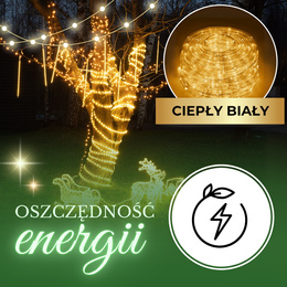 Wąż świetlny 240 Led biały ciepły 10m z programatorem IP44