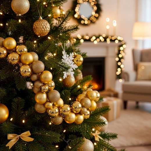 Girlanda świąteczna 160 cm łańcuch z bombek 130 szt. złote