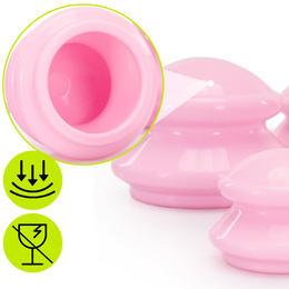 Bańki chiński, gumowe do masażu zestaw 4 szt. antycellulitowy, różowe