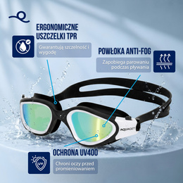 Okulary do pływania na basen Anti-fog zestaw zatyczki do nosa, uszu w etui