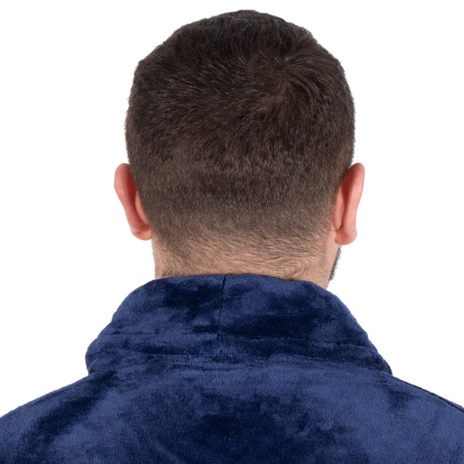 Szlafrok męski z polaru rozm. L/XL z paskiem granatowy
