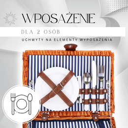 Kosz piknikowy z wyposażeniem, termiczny 42x27x20 cm wiklinowy, brązowy