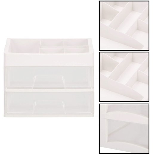 Organizer na kosmetyki 34x30x25cm mleczny pojemnik na biżuterię z przegródkami
