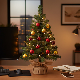 Choinka sztuczna 60 cm sosna naturalna z jutą małe drzewko świateczne na stolik, biurko