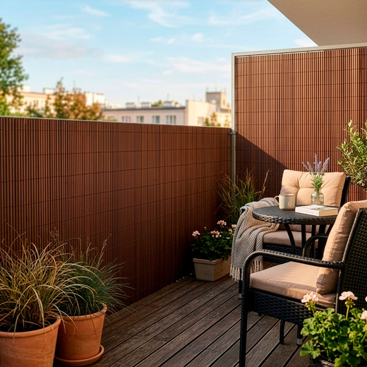 Osłona PVC maskująca na balkon, taras, ogrodzenie 500x160 cm brązowa