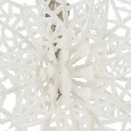 Gwiazda betlejemska, sztuczny kwiat, poinsecja ażurowa, biała z brokatem na klipsie