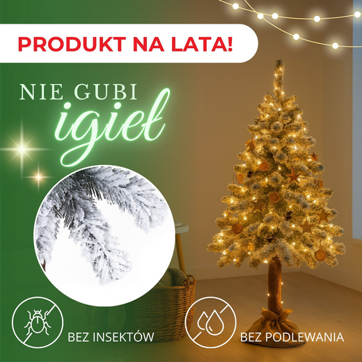 Choinka sztuczna na pniu 220 cm świerk śnieżony