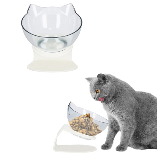 Miska dla psa i kota z antypoślizgową podstawką i uszami biała