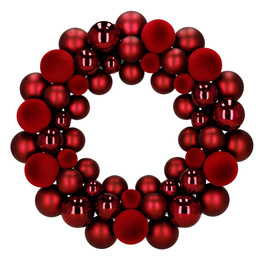 Wieniec świąteczny z bombek, wianek na drzwi 34 cm, stroik czerwony
