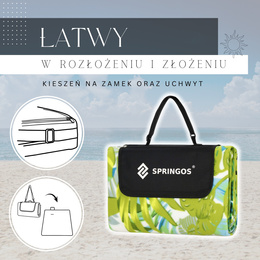 Koc plażowy piknikowy 200x200 cm na biwak mata zielona