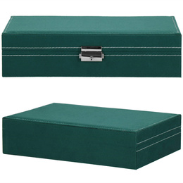Szkatułka na biżuterię 28x19,5x7 cm zielony welurowy organizer z przegródkami