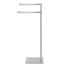 Wolnostojący wieszak łazienkowy na ręczniki, podwójny 80 cm srebrny 