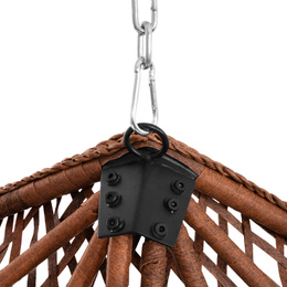 Kokon ogrodowy rattanowy z poduszkami fotel wiszący bujak huśtawka na metalowym stelażu brązowa