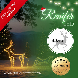 Renifer Led świąteczny z saniami 100 cm świetlna dekoracja biały ciepły