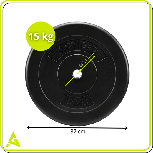 Obciążenie bitumiczne 15 kg talerz kompozytowy 31 mm krążek do sztangi hantli
