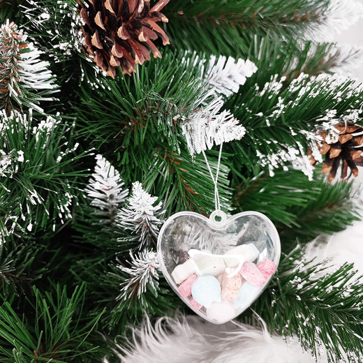 Bombki akrylowe 6cm serce plastikowe decoupage zestaw 2 szt.