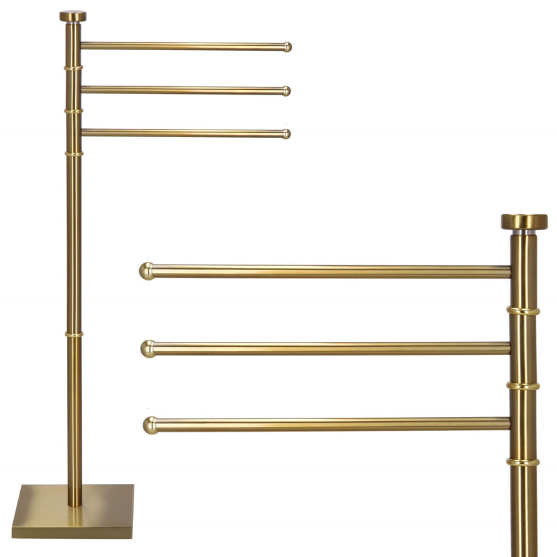 Wieszak na ręczniki uchwyt ręcznikowy na 3-ramienny, stojak łazienkowy 86 cm złoty