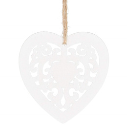 Zawieszka choinkowa 7cm drewniana, ozdoby świąteczne serca zestaw 6 szt.