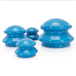 Bańki chiński, gumowe do masażu zestaw 4 szt. antycellulitowy, niebieskie