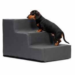 Schodki dla psa 30 cm podest, rampa 3 stopniowa, ciemnoszara