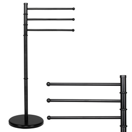 Wieszak łazienkowy na ręczniki 3-ramienny  wys. 86 cm obrotowy czarny