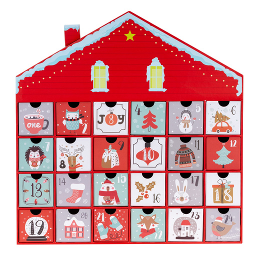 Kalendarz adwentowy z szufladkami 24szt. dekoracja świąteczna, domek