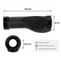 Gripy rowerowe ergonomiczne 22 mm, chwyty do kierownicy skręcane, antypoślizgowe, czarne 2 szt.