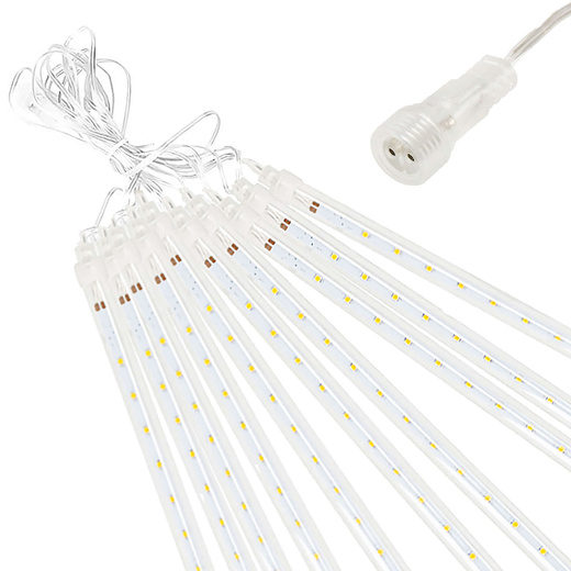 Lampki choinkowe 480 Led sople 10 szt. padający śnieg meteory zewnętrzne niebieskie