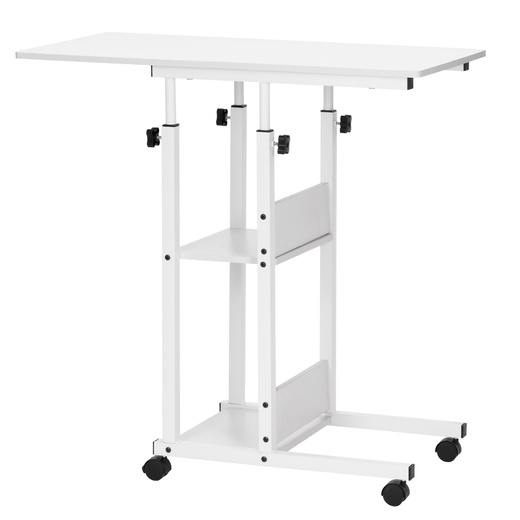Stolik na kółkach regulowany 76-86 cm biurko mobilne pod laptopa biały