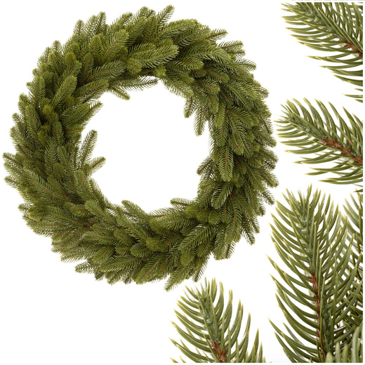 Wianek sztuczny, wieniec świąteczny, jodłowy 70 cm dekoracja na drzwi, stroik na stół
