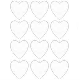 Bombki akrylowe 12cm serce plastikowe decoupage zestaw 12 szt.
