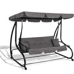 Huśtawka ogrodowa linda 4 osobowa 300 kg stalowa z regulowanym daszkiem szara