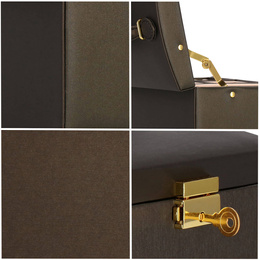 Szkatułka na biżuterię ekoskóra 17,5x14x12,5 cm brązowy organizer z przegródkami