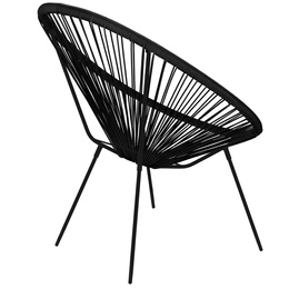 Owalne krzesło ogrodowe, wys. 86 cm rattanowy fotel ażurowy czarne