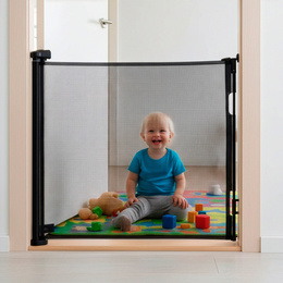 Bramka zabezpieczająca na schody 80 cm zwijana roleta do drzwi barierka ochronna czarna