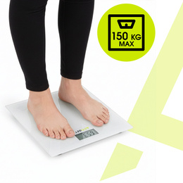 Waga łazienkowa, elektroniczna 150 kg szkło hartowane, biała