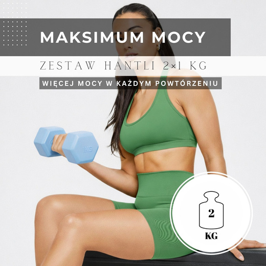 Ciężarki 2x1kg hexagonalne do ćwiczeń fitness hantle zestaw 2 szt. jasno niebieskie