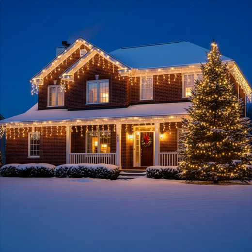 Kurtyna świetlna PRO 500 Led lampki zewnętrzne 25 m ciepły biały + zimny biały flash zestaw
