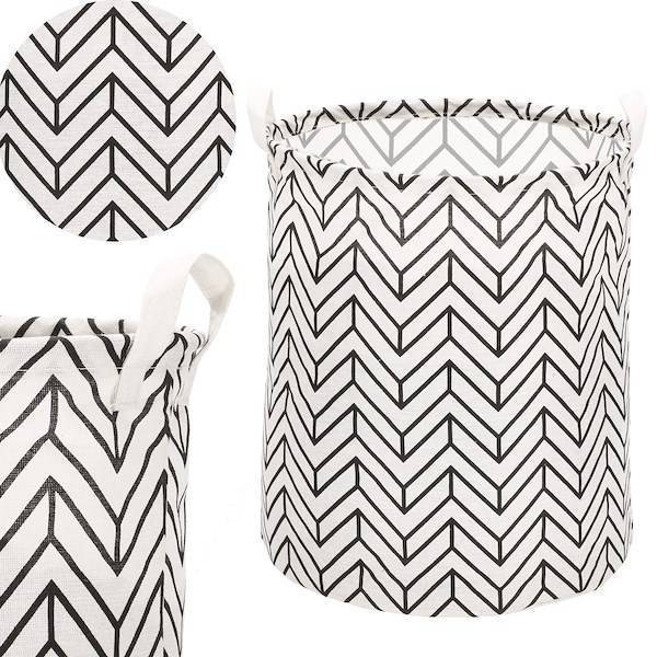 Kosz do przechowywania zabawek i ubrań pojemnik z uszami biało-czarny zygzak