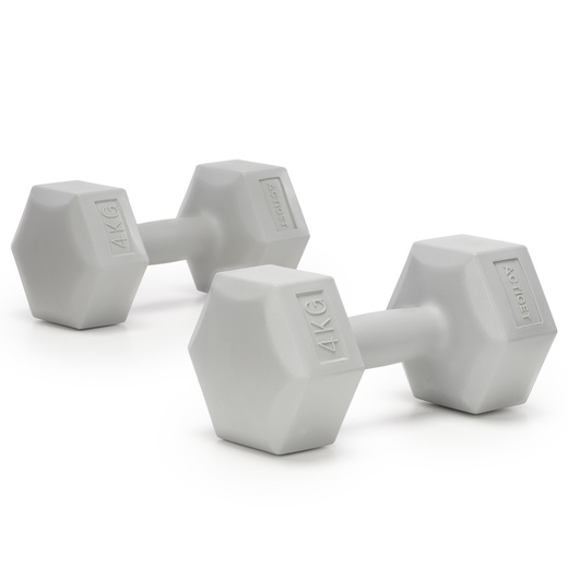 Ciężarki 2x4 kg hexagonalne do ćwiczeń fitness hantle zestaw 2 szt. szare