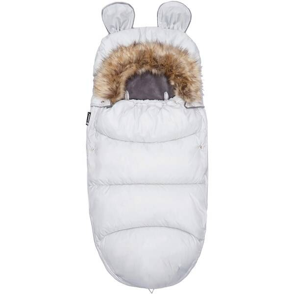 Śpiworek do wózka 4w1, śpiwór z futerkiem do sanek, gondoli 96 cm szary