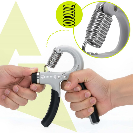 Ściskacz do rąk z regulacją oporu 20-50 kg do ćwiczeń dłoni, rehabilitacji szaro-czarny