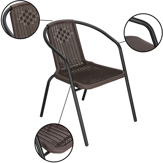 Meble ogrodowe na taras krzesła metalowe 6 szt. stół prostokątny 120 x 70 cm czarno-brązowy