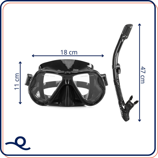 Maska do nurkowania z rurką, Anti-fog filtr UV DryTop gogle do pływania